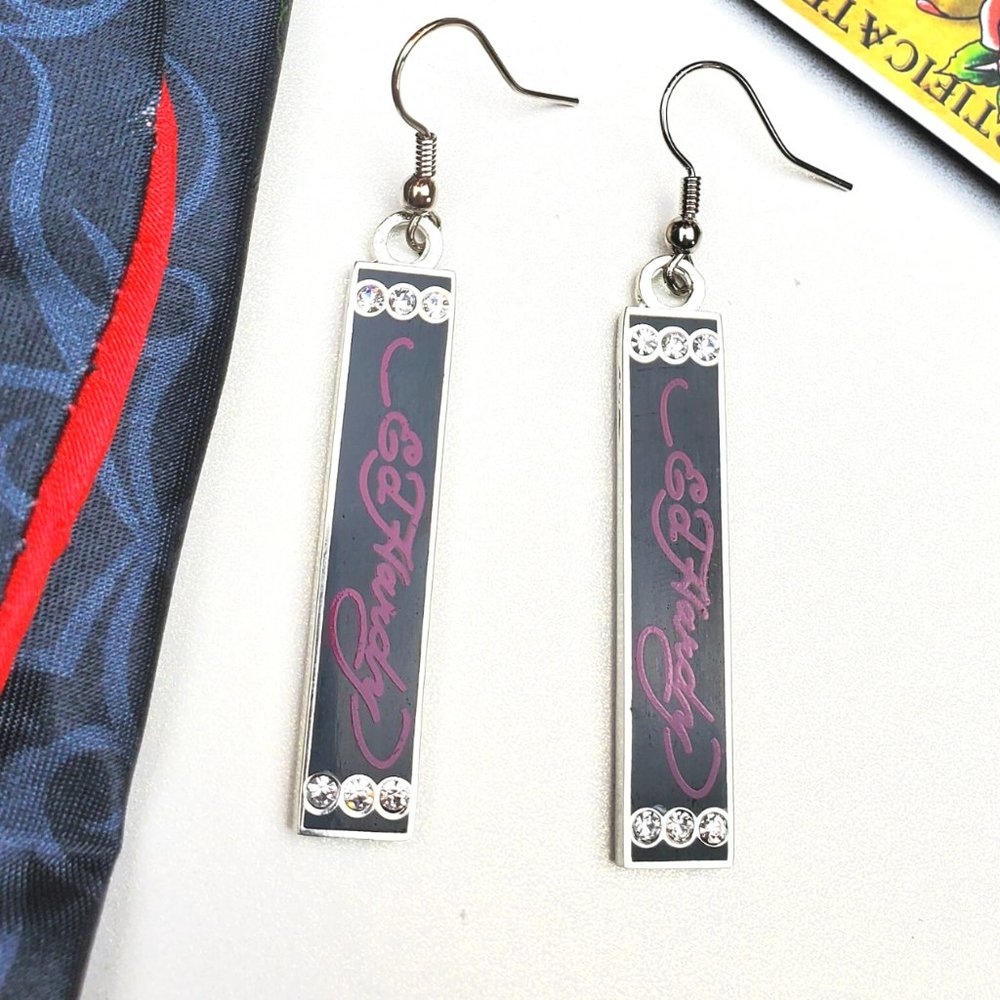 ED HARDY VINTAGE Style Earrings /Ed Hardy Logo Hoop Earrings